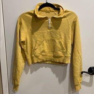 Brandy Melville cropped yellow quarter zip